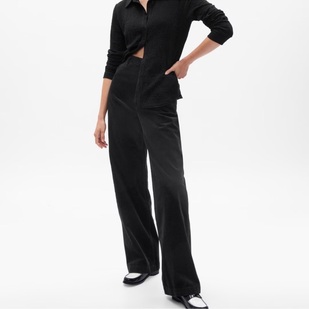 GAP Corduroy Loose Wide Black Pants Sz 6